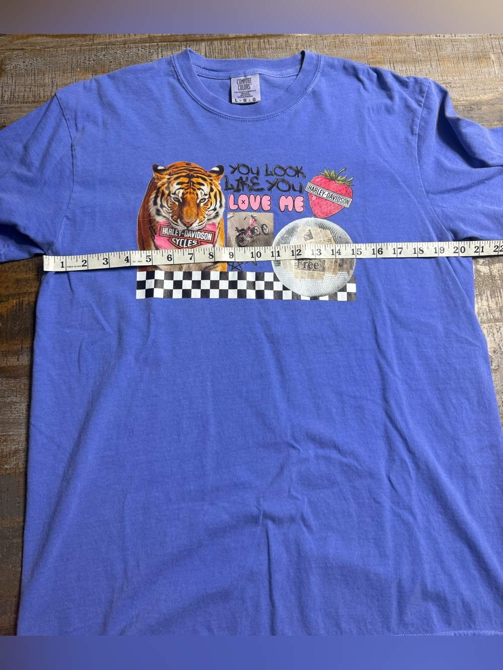 Comfort Colors Blue Short Sleeve Tee with Tiger Graphic - Picture 5 of 6